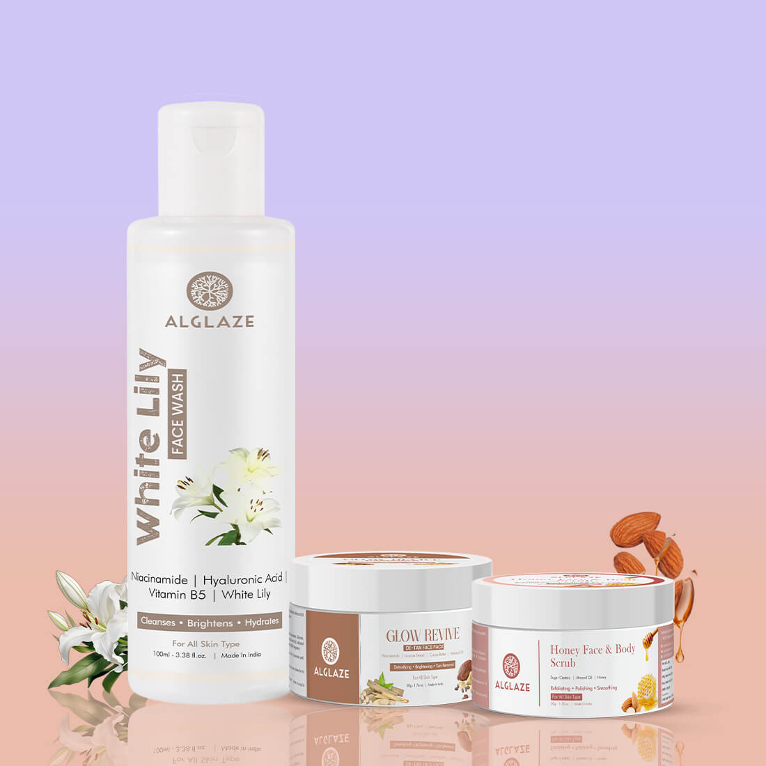 Detan & Brightening Kit | White Lily Face Wash + Honey Face & Body Scrub + Glow Revive De-Tan Face Pack