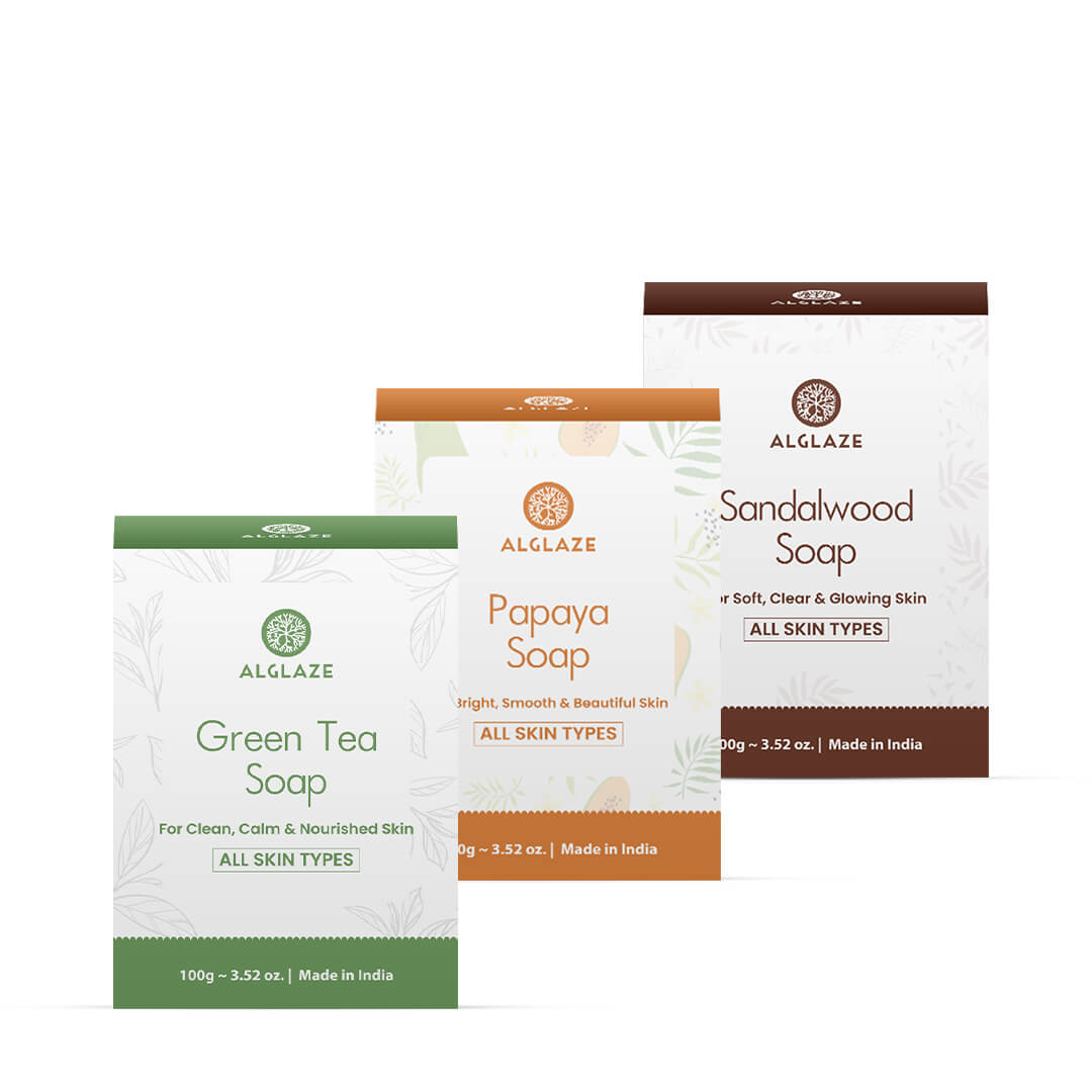 TRIO SOAP SET | Sandalwood, Green Tea & Papaya | Soft, Bright & Nourished Skin (Grow Exclusive)