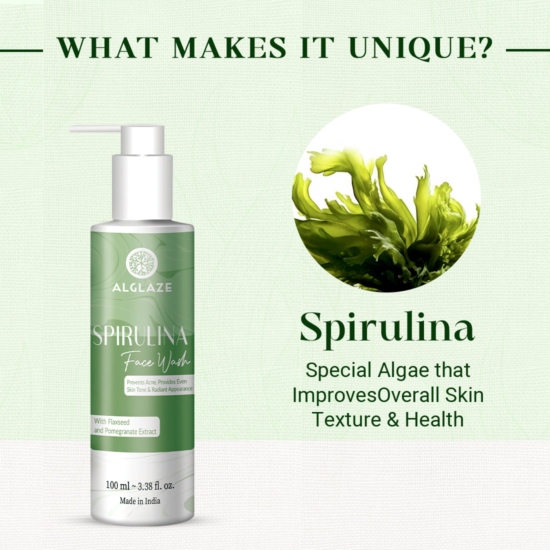 SPIRULINA FACE WASH With Spirulina Algae & Niacinamide (PLT Exclusive)