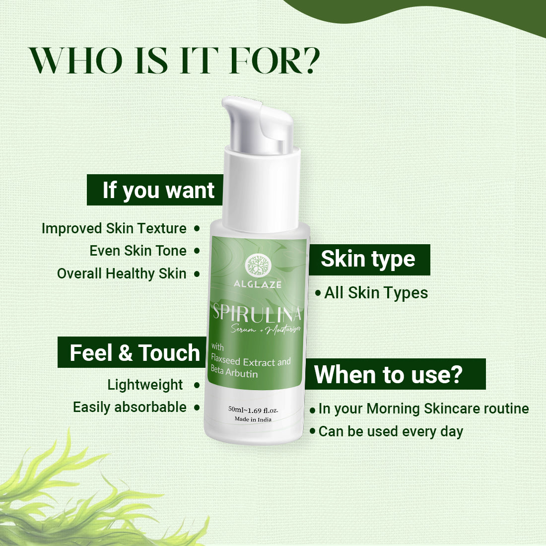 Spirulina Serum+Moisturizer With Spirulina Algae & Beta Arbutin (Exclusive)