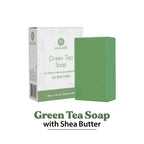 Green Tea Soap with Shea Butter packaging and bar on a white background