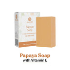 Papaya soap with vitamin E and packaging on a white background