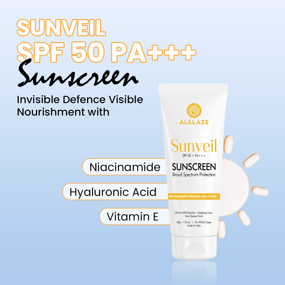 Sunveil SPF 50 PA+++ Sunscreen | With Niacinamide, Hyaluronic Acid & Vitamin E