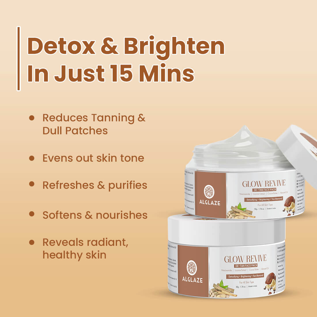 Glow Revive De-Tan Face Pack | Niacinamide, Licorice, Cocoa Butter & Almond Oil