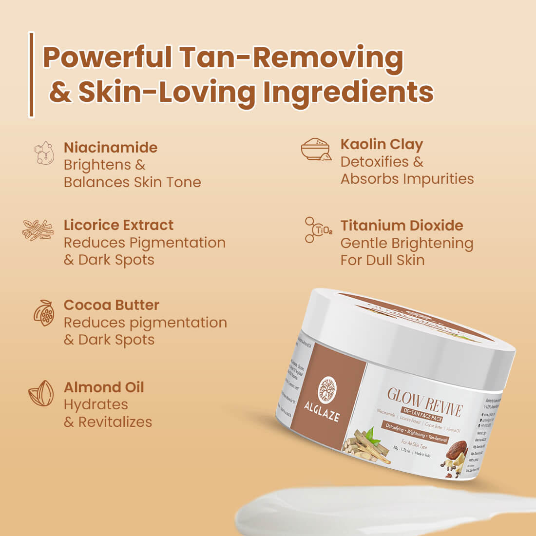 Glow Revive De-Tan Face Pack | Niacinamide, Licorice, Cocoa Butter & Almond Oil