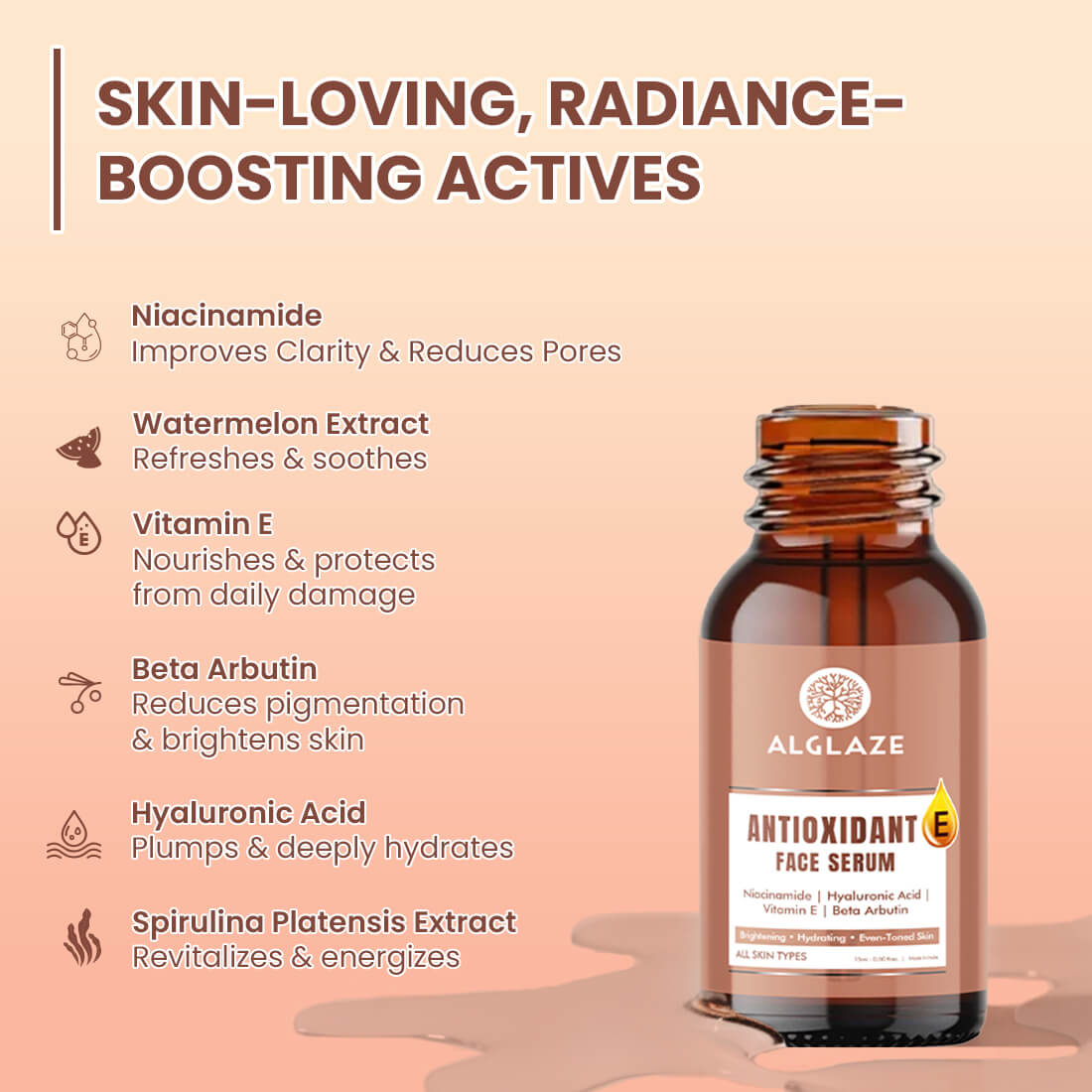 Antioxidant E Face Serum with Niacinamide & Hyaluronic Acid