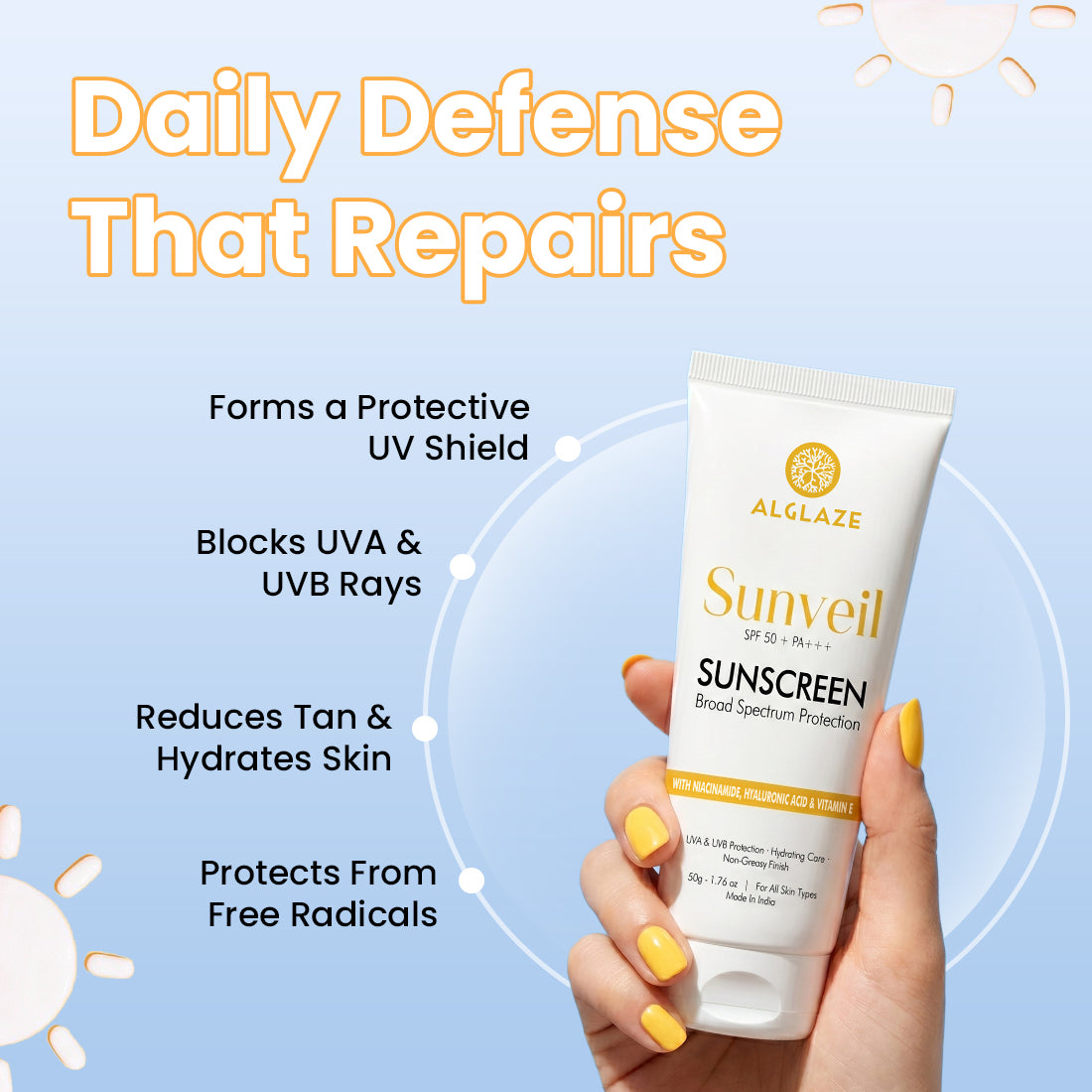 Sunveil SPF 50 PA+++ Sunscreen | With Niacinamide, Hyaluronic Acid & Vitamin E