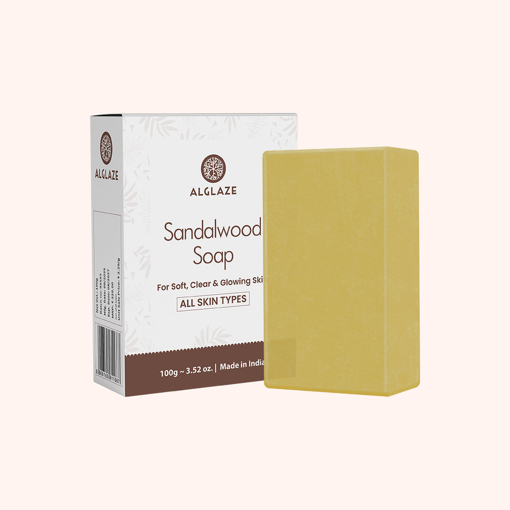 Alglaze Sandalwood Soap with packaging on a white background