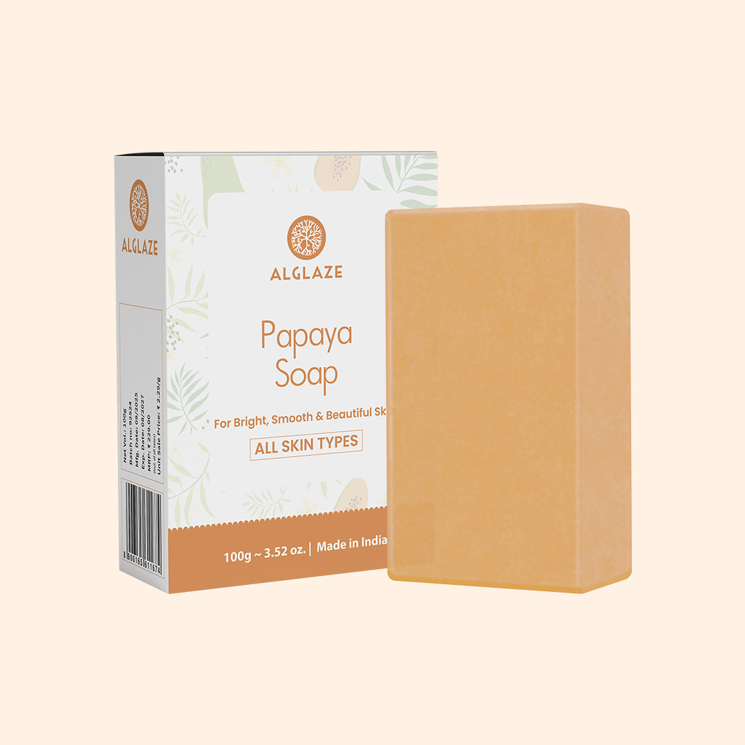 Alglaze Papaya Soap with packaging on a white background