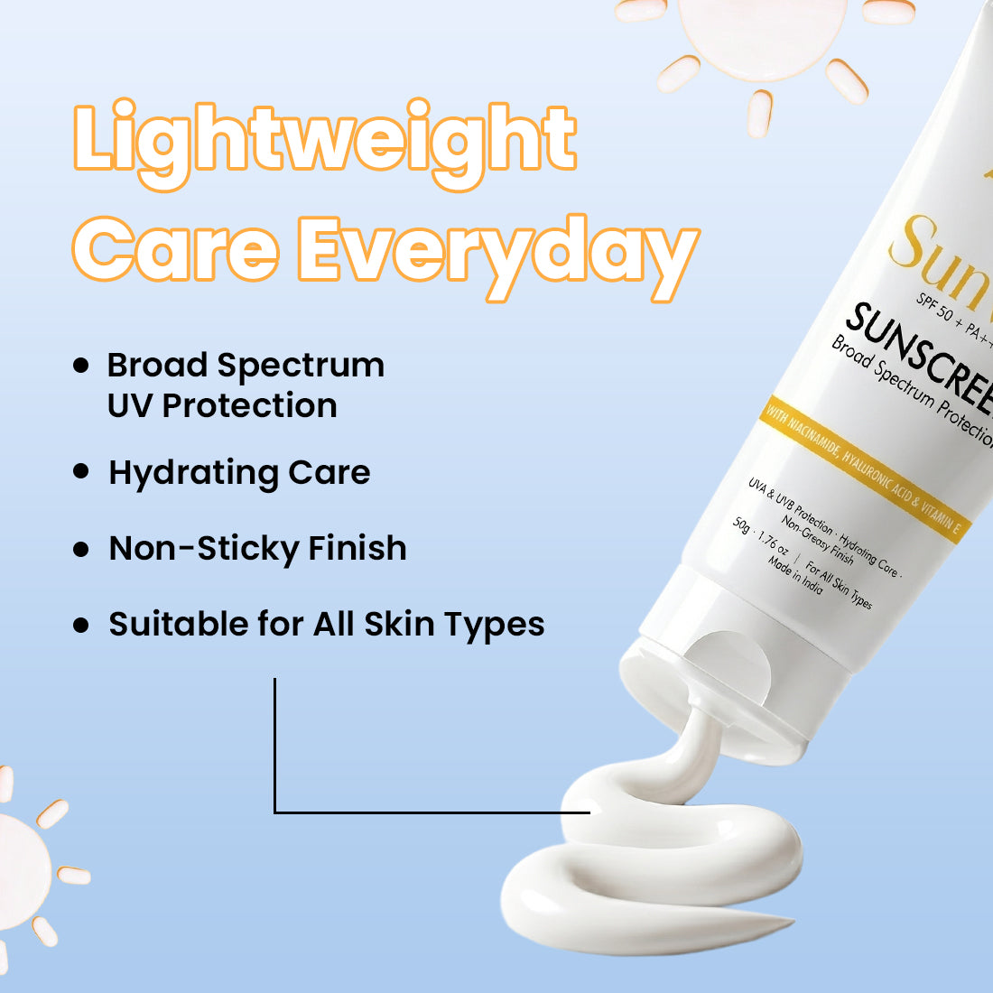 Sunveil SPF 50 PA+++ Sunscreen | With Niacinamide, Hyaluronic Acid & Vitamin E