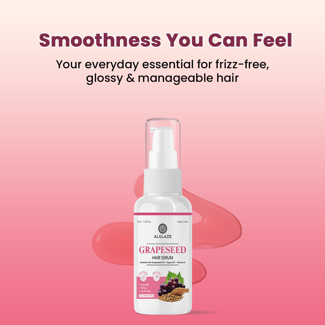 Grapeseed Hair serum | Smooth, Shine & Anti Frizz | Alglaze