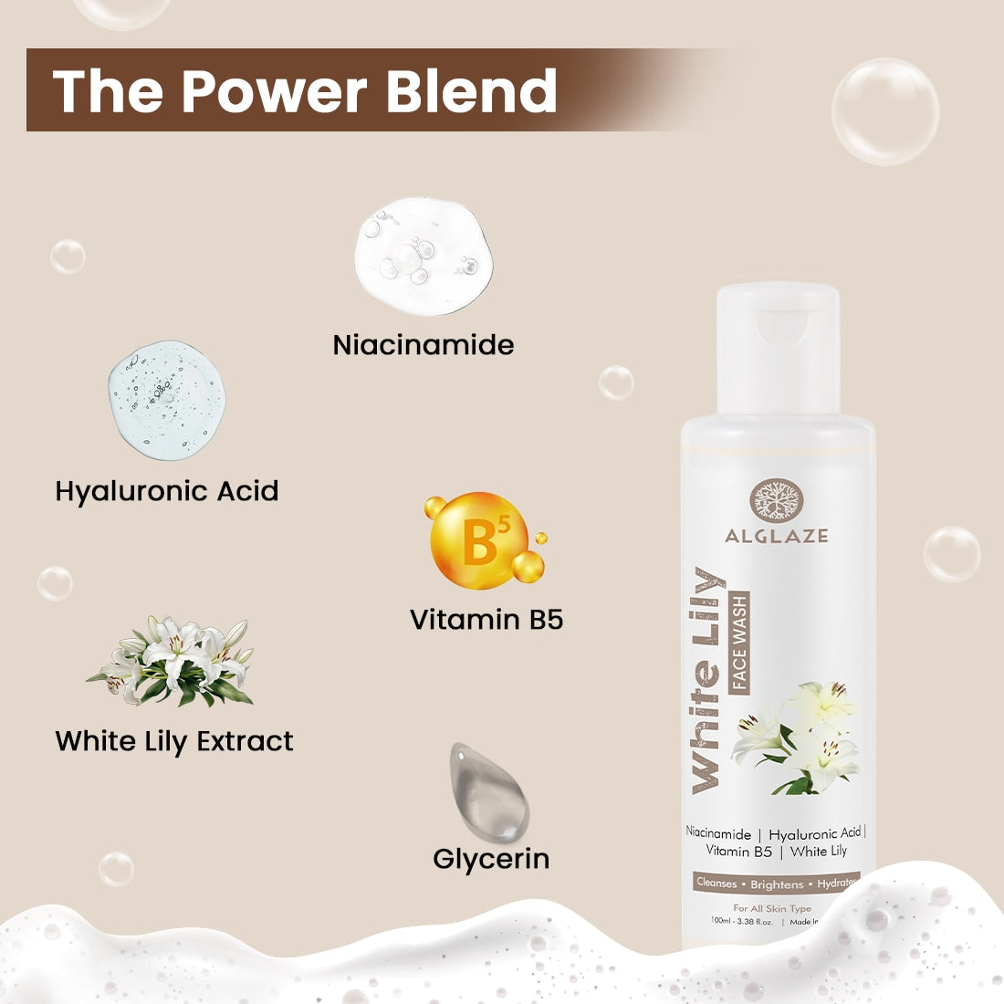 White Lily Face Wash | Niacinamide, Hyaluronic Acid & Vitamin B5  @ 1 (Exclusive)