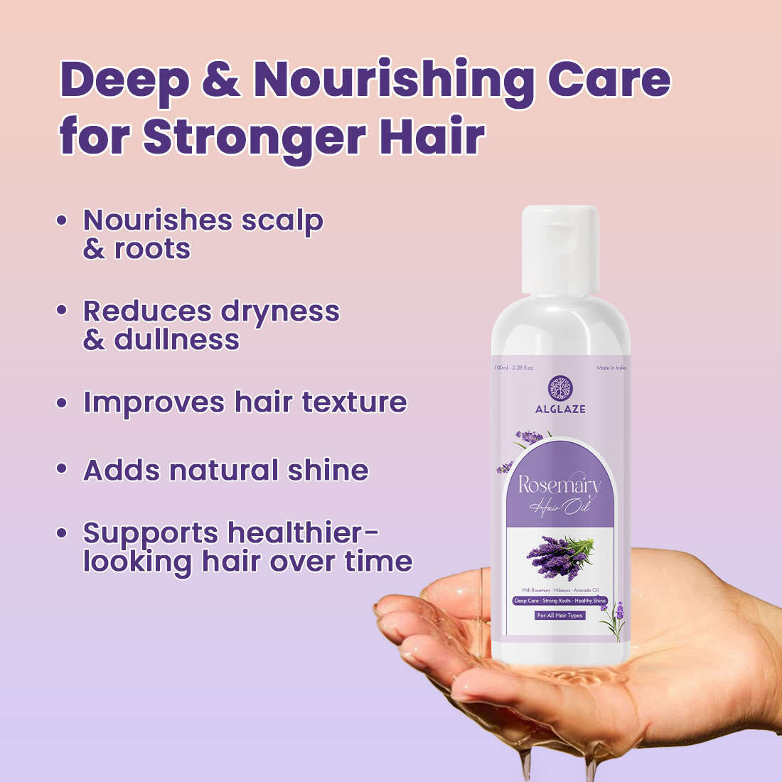 Alglaze Rosemary Hair Oil | Improves scalp & softer frizz-free hair