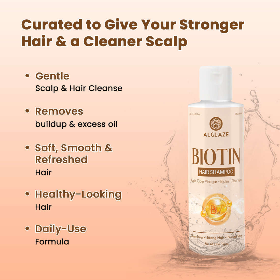 Alglaze Biotin Hair Shampoo | Clean Scalp · Strong Hair · Natural Shine