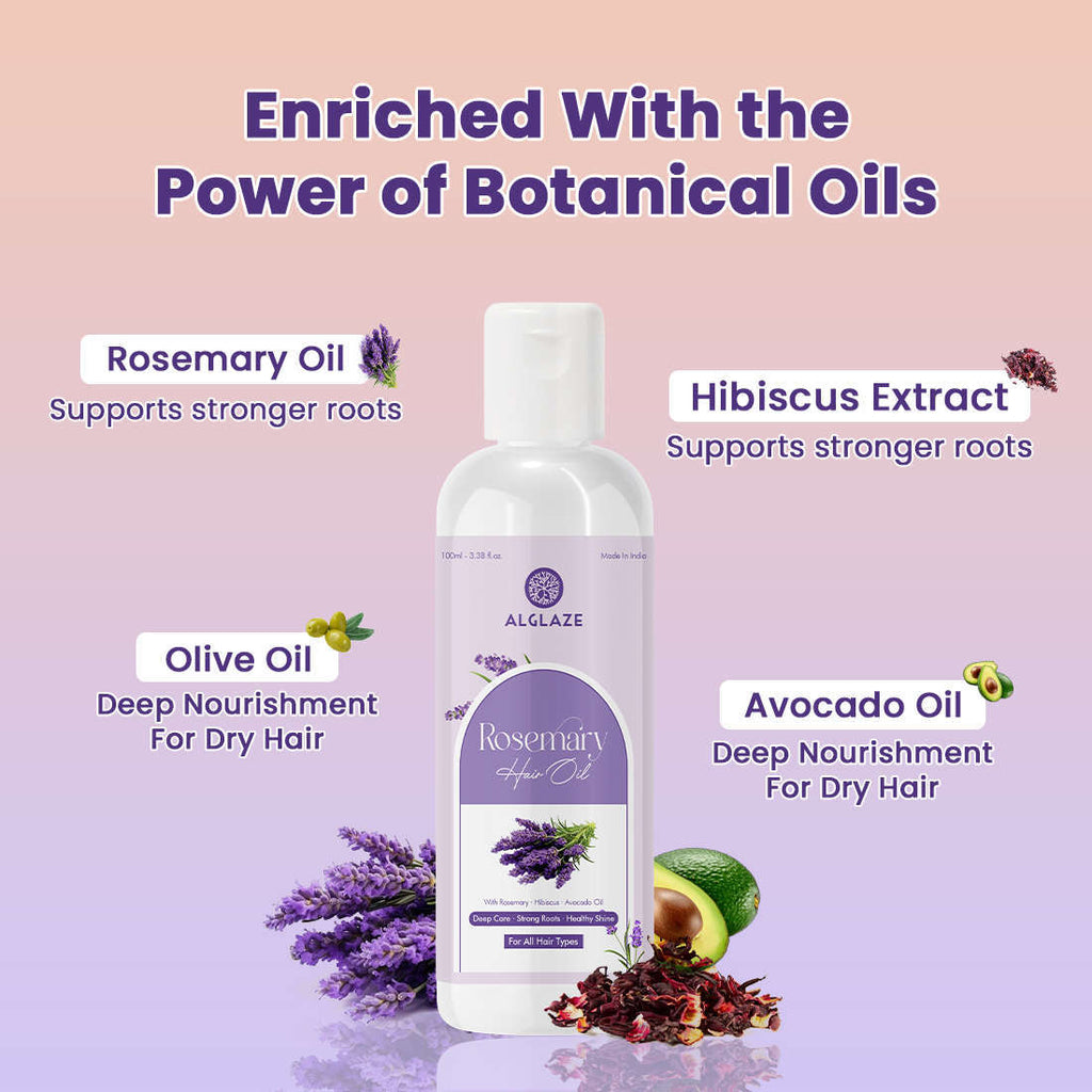 Alglaze Rosemary Hair Oil | Improves scalp & softer frizz-free hair