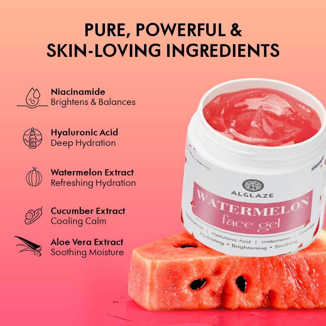 Watermelon Face Gel with Niacinamide & Hyaluronic Acid