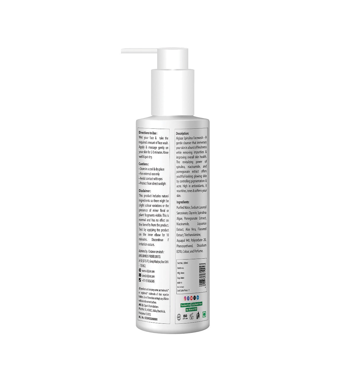 SPIRULINA FACE WASH With Spirulina Algae & Niacinamide (PLT Exclusive)