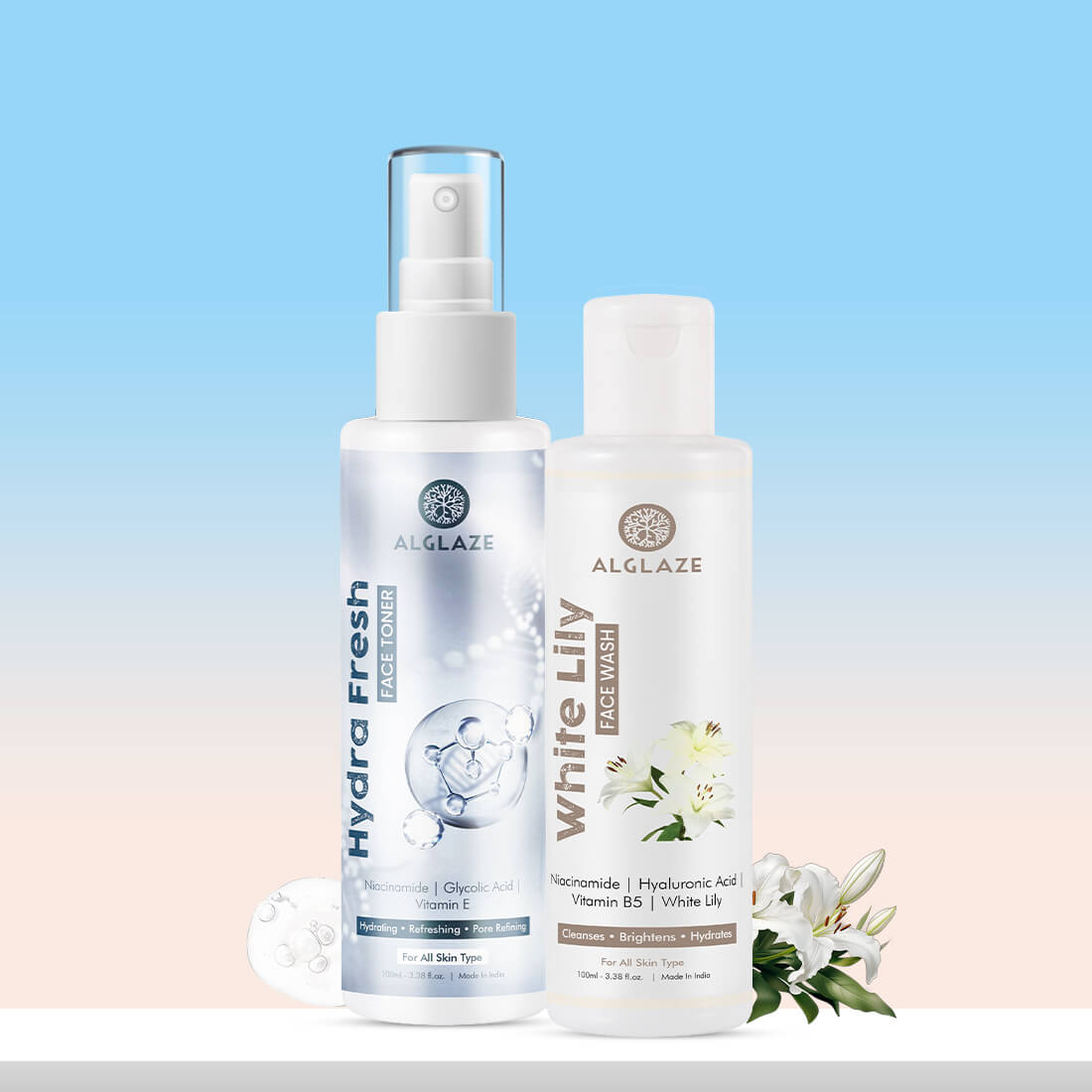 Cleanse + Hydrate Daily Basics Combo | White Lily Face Wash + Hydra Fresh Toner